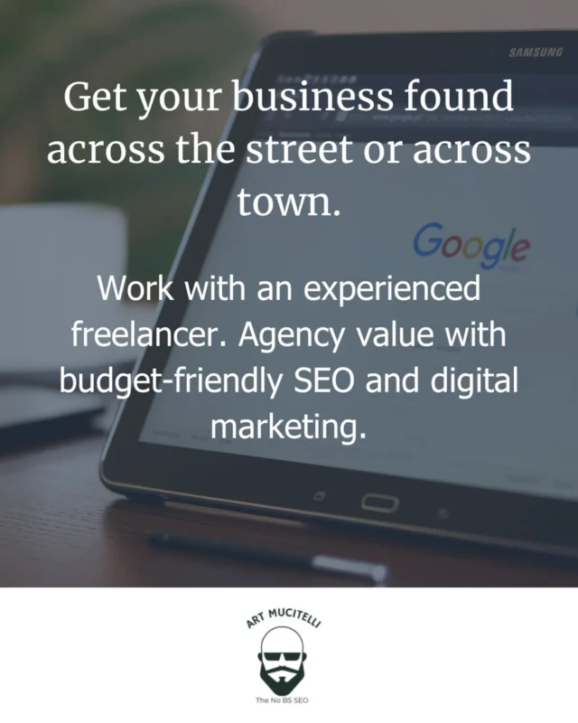 🚨Looking to boost your local visibility with agency level SEO at freelancer affordability. 🚨

I offer freelance SEO services to help grow your business. From creating holistic strategies that increase traffic and targets your audience, to consulting and training for your in-house team. 

I have almost a decade of agency experience working almost strictly with local businesses. Don’t let your competition snag your next customers. 

Contact me or visit my site (link in bio) to see if we’re the perfect fit. 

#mohawkvalley #cny #utica #romeny #herkimer #hamilton #oneida #syracuse